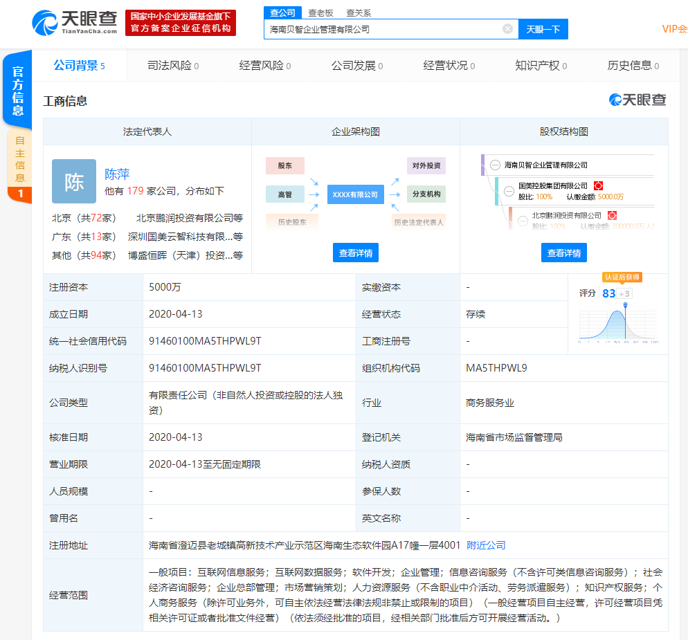 國(guó)美在海南斥資1億成立兩家企業(yè)管理公司
