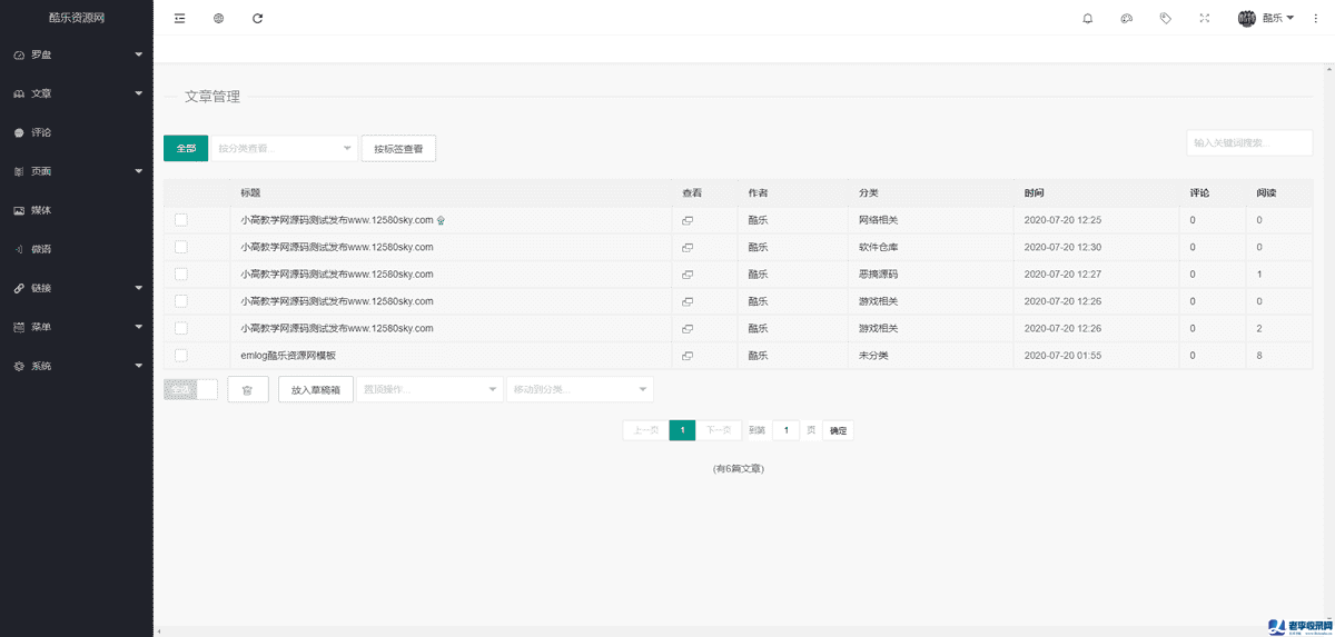 酷樂資源網(wǎng)emlog模版全套源碼分享
