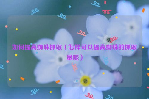 如何提高蜘蛛抓取（怎樣可以提高蜘蛛的抓取量呢）