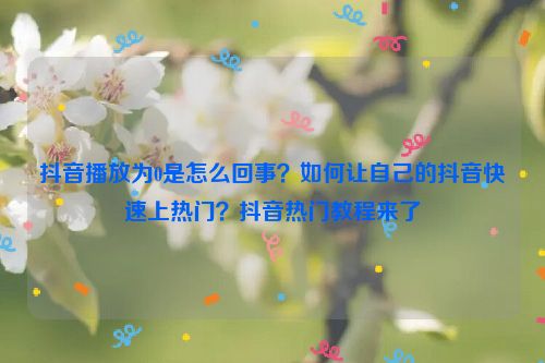 抖音播放為0是怎么回事？如何讓自己的抖音快速上熱門？抖音熱門教程來了