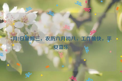 7月2日星期三，農歷六月初八，工作愉快，平安喜樂