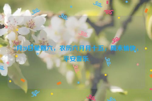 7月20日星期六，農歷六月月十五，周末愉快，平安喜樂