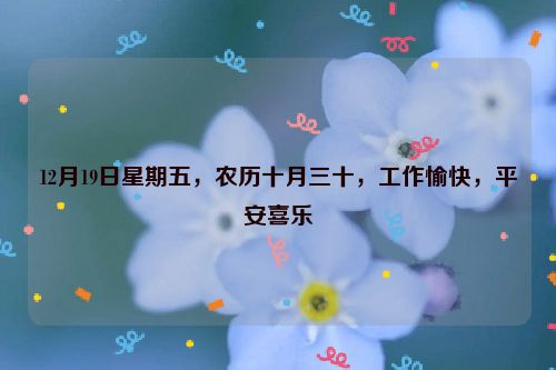 12月19日星期五，農歷十月三十，工作愉快，平安喜樂