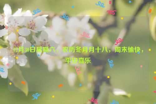 12月30日星期六，農歷冬月月十八，周末愉快，平安喜樂