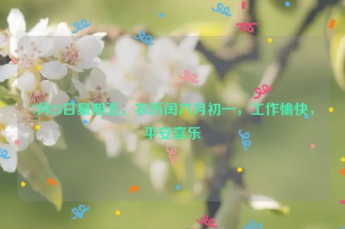 7月25日星期五，農歷閏六月初一，工作愉快，平安喜樂