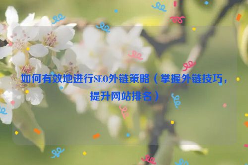 如何有效地進行SEO外鏈策略（掌握外鏈技巧，提升網站排名）