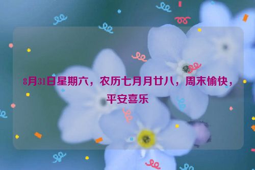 8月31日星期六，農歷七月月廿八，周末愉快，平安喜樂