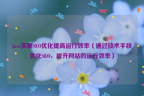 Java實現SEO優化提高運行效率（通過技術手段優化SEO，提升網站的運行效率）
