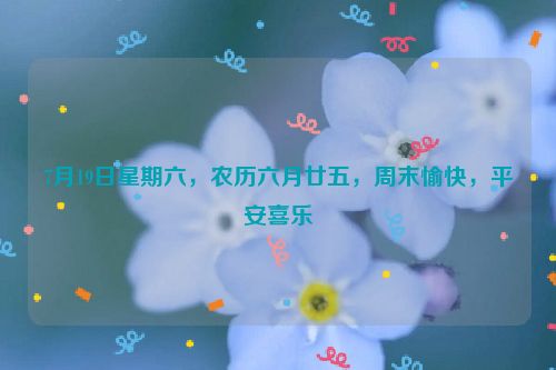 7月19日星期六，農歷六月廿五，周末愉快，平安喜樂